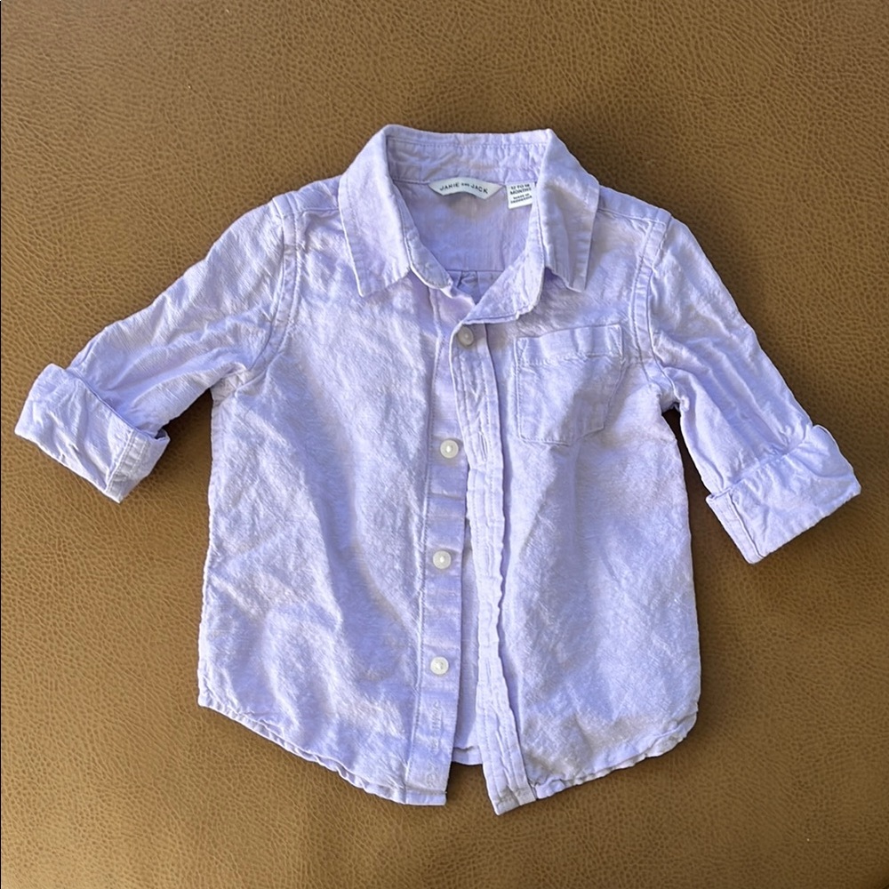 Janie and Jack Purple Linen Button Down Shirt (12-18mo)